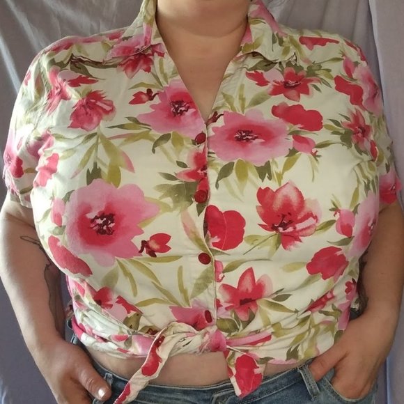 ERIKA PLUS FLORAL HAWAIIAN TROPICAL FUN PARTY PINK - Picture 3 of 7